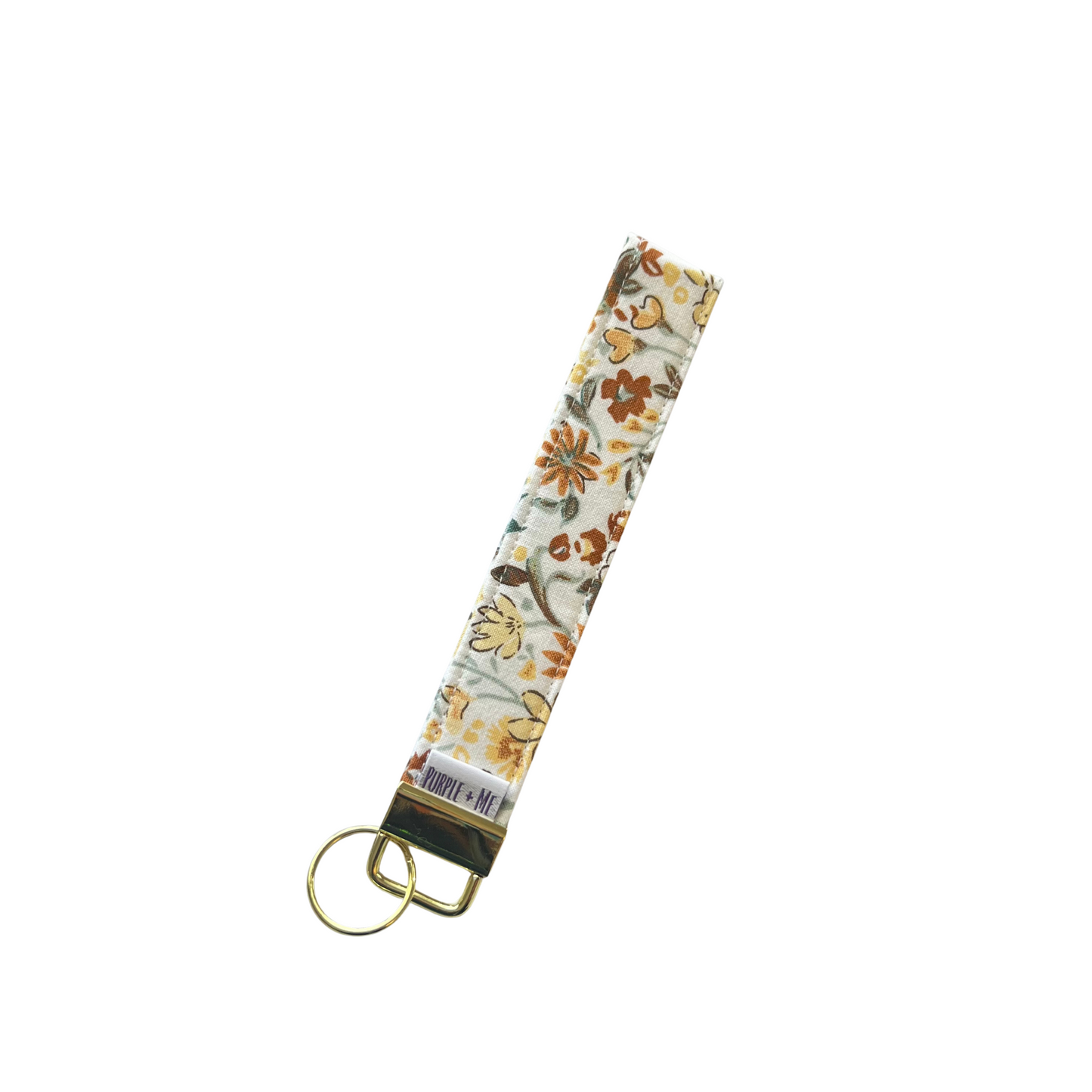 Yellow Brown Floral Key Fob Wristlet