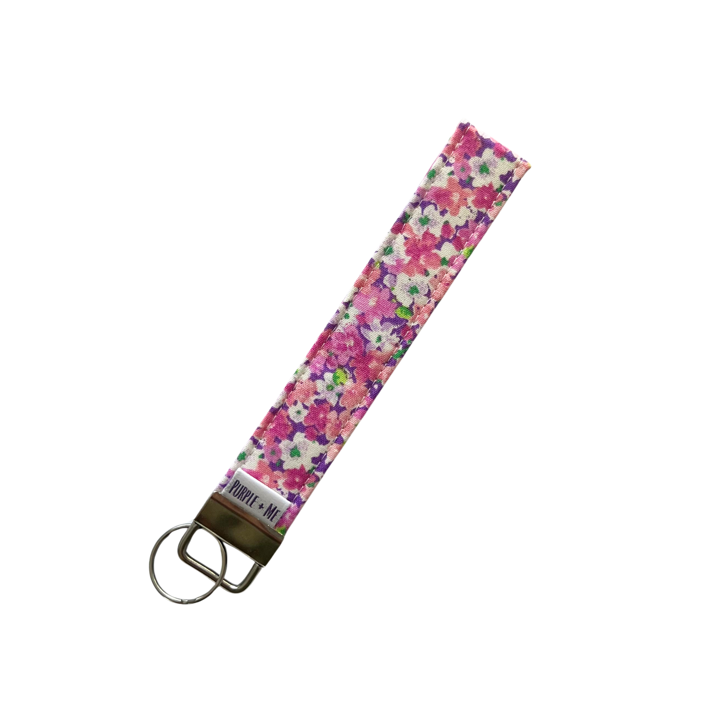 Pink and Purple Floral Key Fob Wristlet