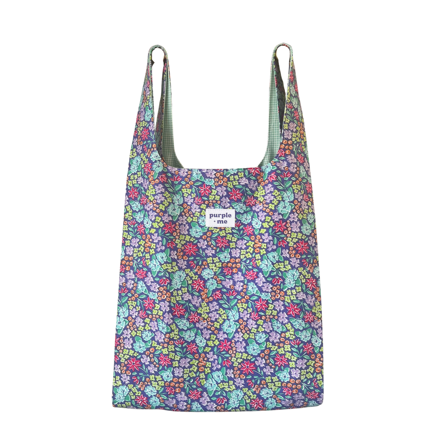 Multi-floral on Purple Fabric Bag