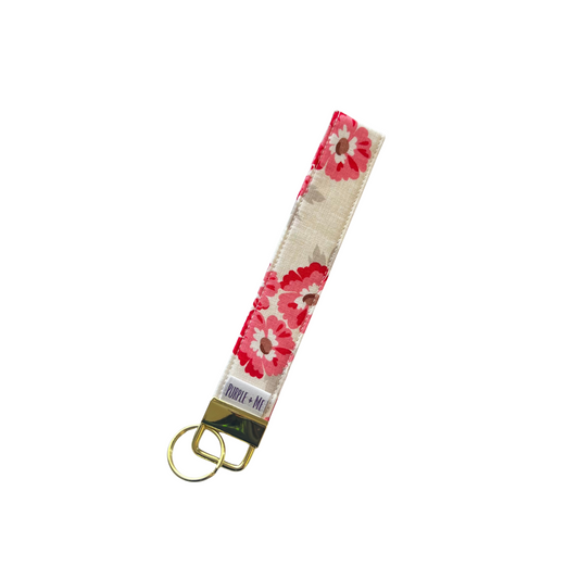 Red Floral Key Fob Wristlet