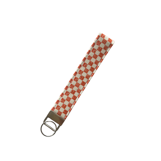 Orange Checkers Key Fob Wristlet