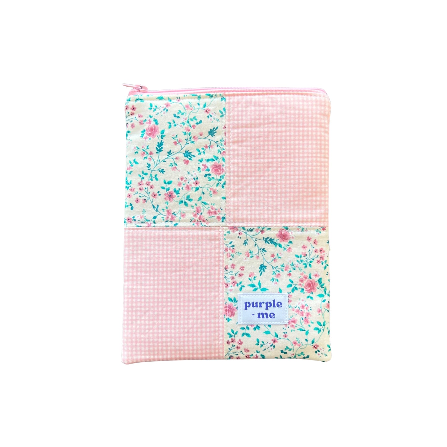 Pink Floral Vines and Gingham Patchwork Sleeves