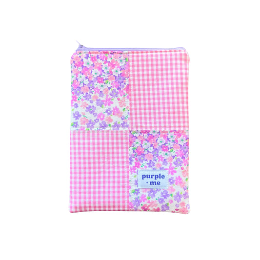 Pink and Purple Floral and Gingham Patchwork Sleeves