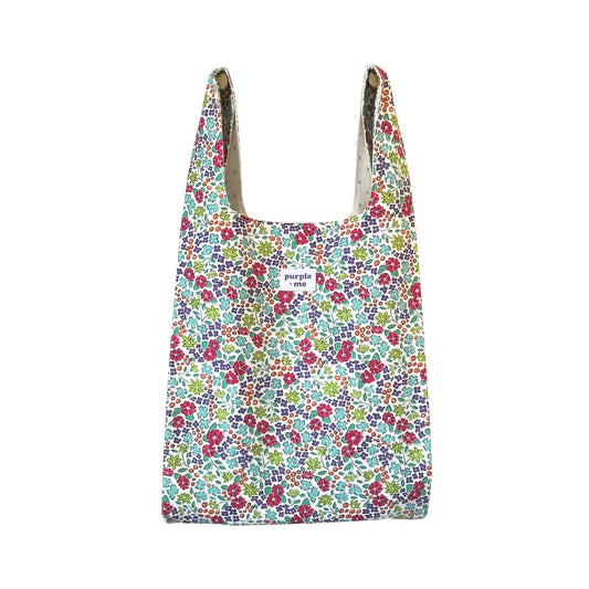 Multi-Floral on White Fabric Bag