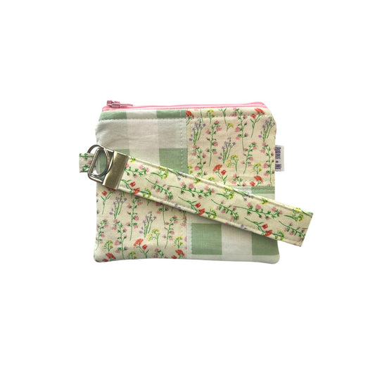 Long Stem Floral Key Fob Wristlet + Zipper Pouch