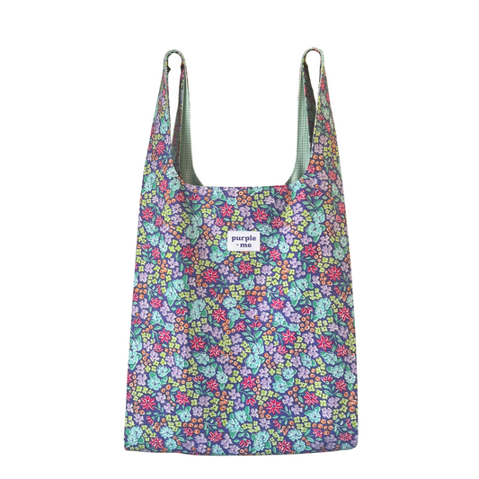 Multi-floral on Purple Fabric Bag