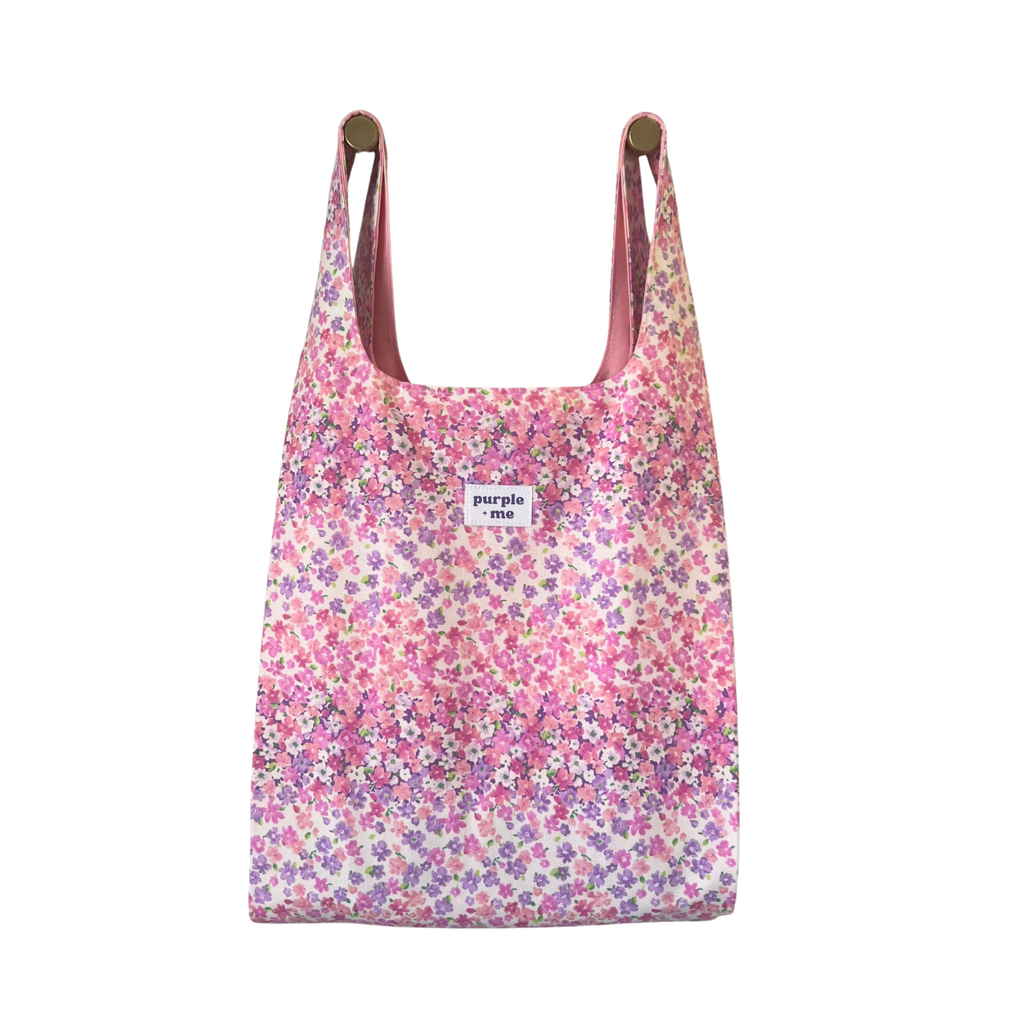 Pink and Purple Floral Stripe Fabric Bag